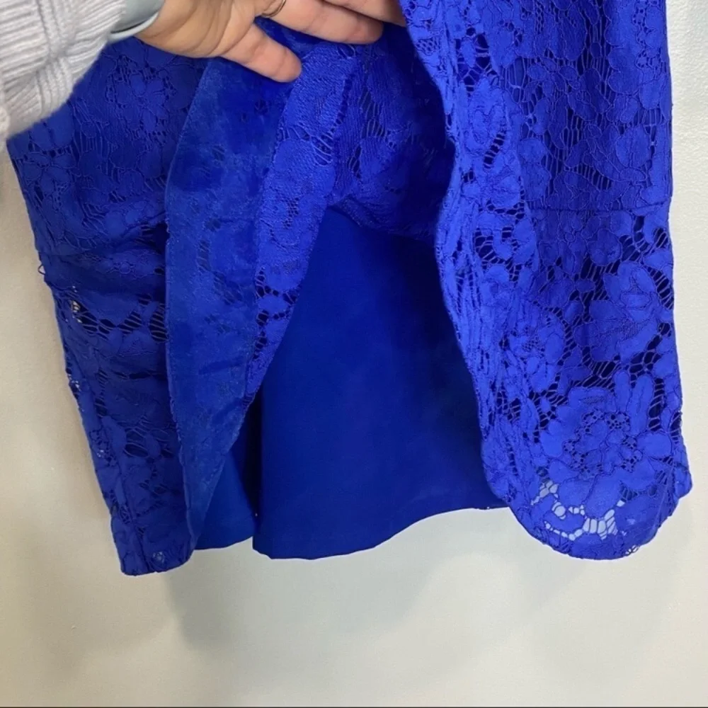 J. Crew Cobalt Blue Lace Long Sleeves Ruffle Dress - Picture 6 of 15